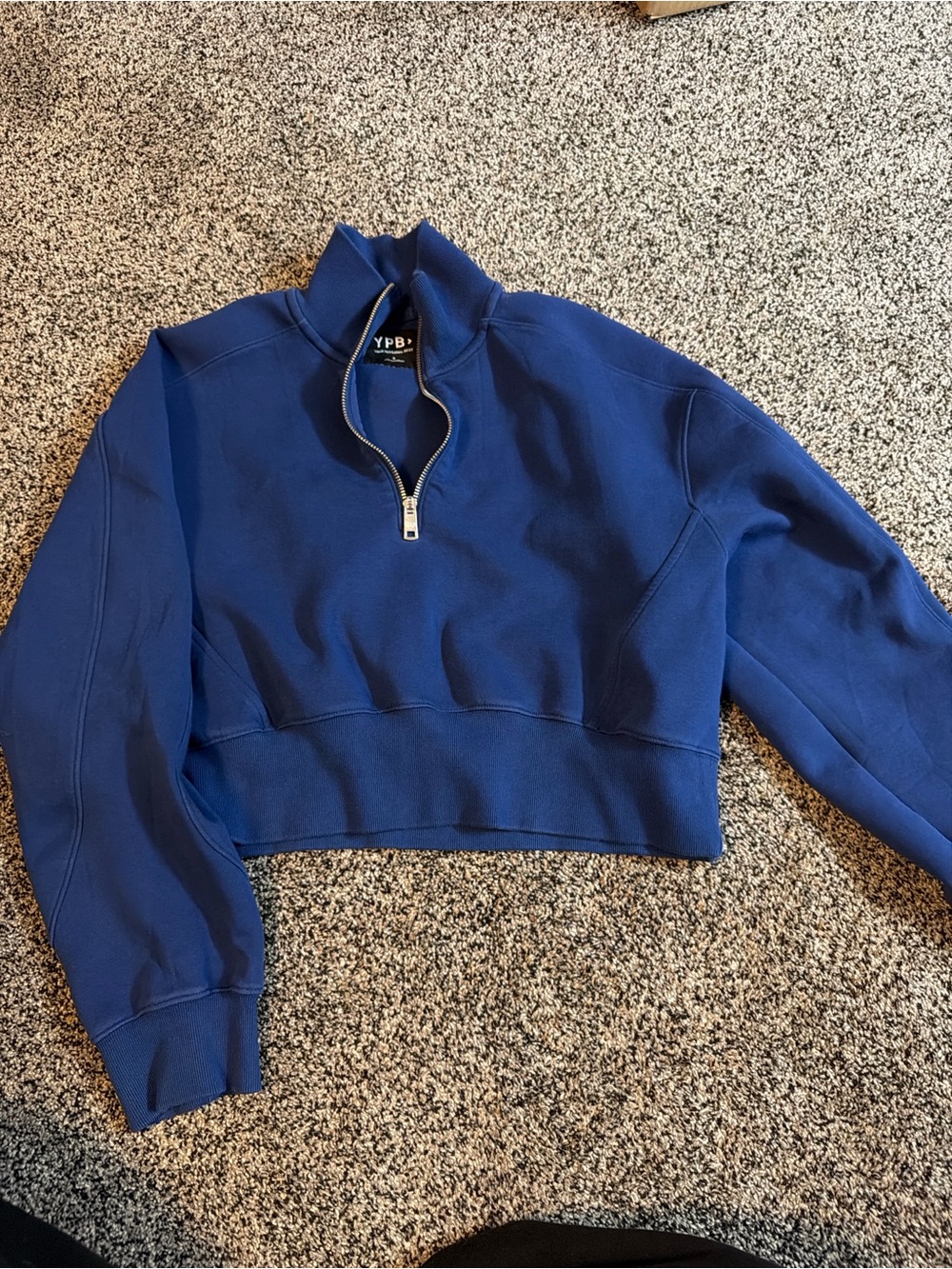 YPB Royal Blue Cropped Quarter-Zip Sweatshirt for Women